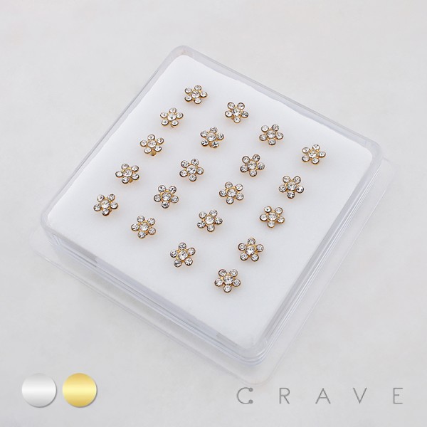 MULTI CZ FLOWER PIN 316L SURGICAL STEEL NOSE RING BOX